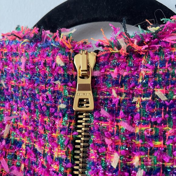 NEW WITH TAGS!!! BALMAIN Double-breasted tweed minidress PINK SIZE 40FR - 8US - Picture 2 of 13